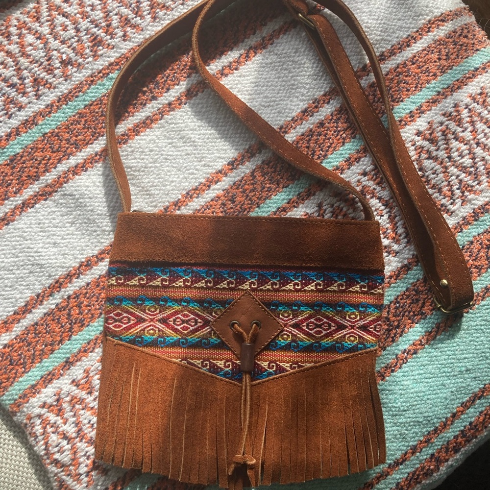 Leather Crossbody Purse Brown